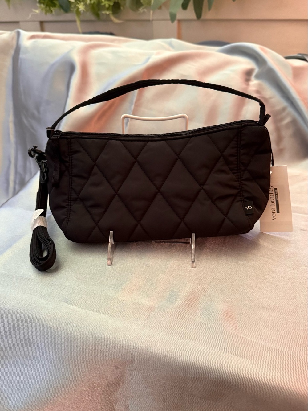 Vera Bradley Black Quilted Mini Shoulder Wristlet
